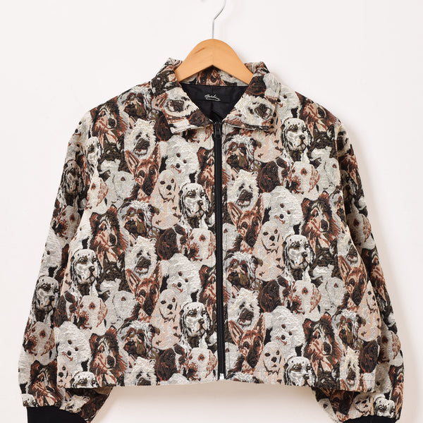 美品✨クニオコレクション　動物　総柄　ナイロンジャケット　L　日本製　犬　猫　豚 クニオコレクション文庫本カバー「オールキャスト」ゴリラ・イヌ・ネコ