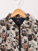 【2色展開】Meridian アニマル ゴブラン織り ショートジャケット 犬柄