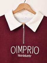 【2色展開】 襟付き ハーフジップ スウェットシャツ「OIMPRIO」