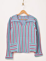 【2色展開】Meridian ストライプ 襟付き セーター