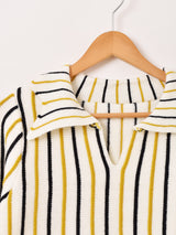 【2色展開】Meridian ストライプ 襟付き セーター