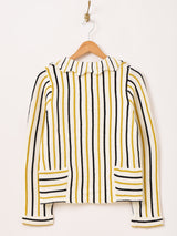 【2色展開】Meridian ストライプ 襟付き セーター