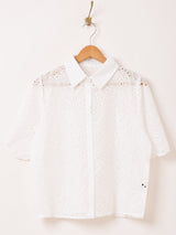 【2色展開】Meridian カットワークレース 半袖ブラウス