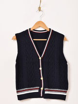 【2色展開】Meridian ラインデザイン ニットベスト