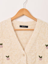 Meridian フラワー刺繍 ニットベスト