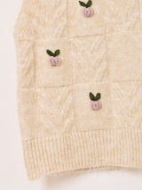 Meridian フラワー刺繍 ニットベスト