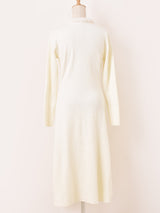 【2色展開】Meridian チャイナボタン ファー 長袖ニットワンピース