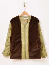 【2色展開】Elcamino 切り替えフェイクファー キルティングジャケット