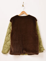 【2色展開】Elcamino 切り替えフェイクファー キルティングジャケット