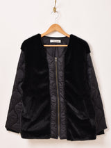 【2色展開】Elcamino 切り替えフェイクファー キルティングジャケット