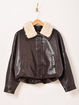 【2色展開】Meridian ボアカラー フェイクレザージャケット