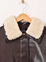 【2色展開】Meridian ボアカラー フェイクレザージャケット