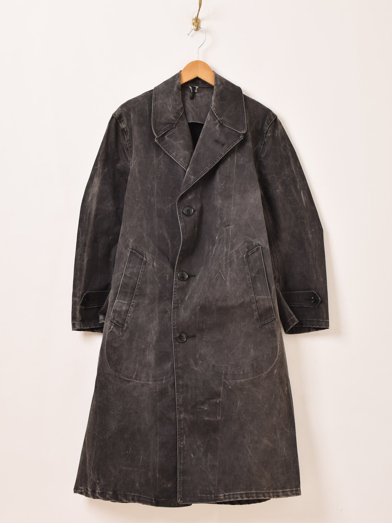 40年代　US NAVY レインコート　ヴィンテージ　ミリタリー　フェード 1940's U.S.NAVY Rubberized Rain Coat – 古着屋Top of the Hillの