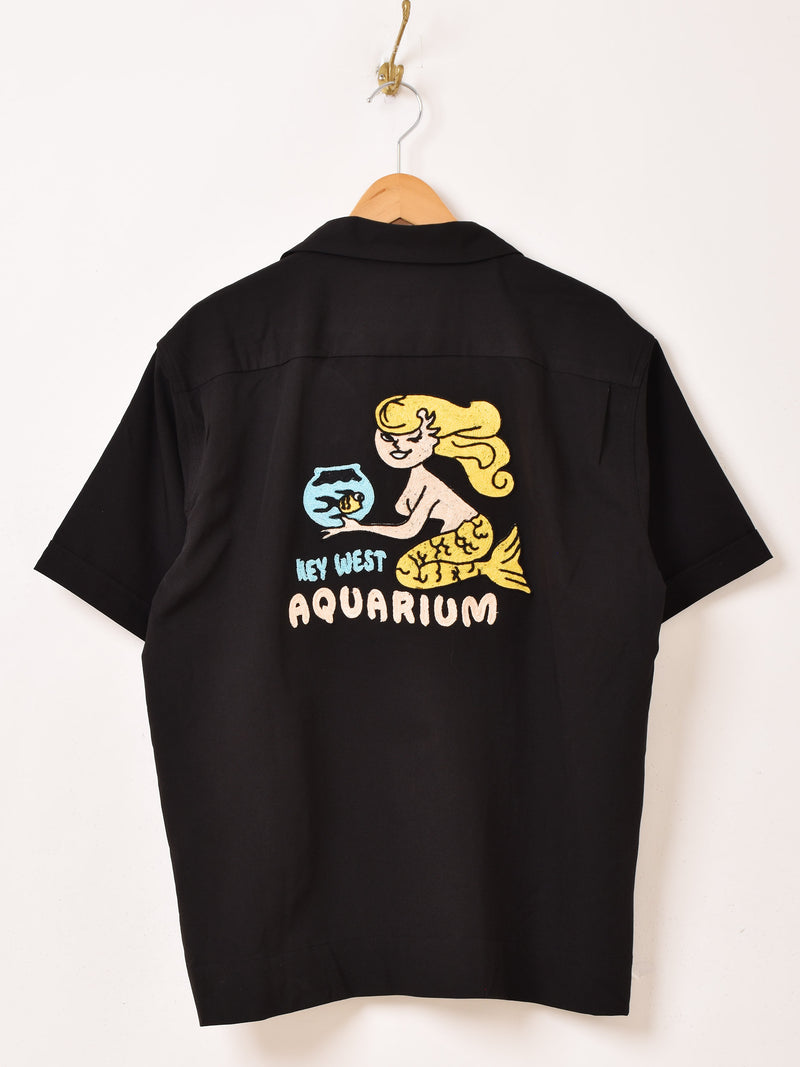 【2色展開】Backers 刺繍入り 半袖 オープンカラーシャツ 「AQUARIUM」