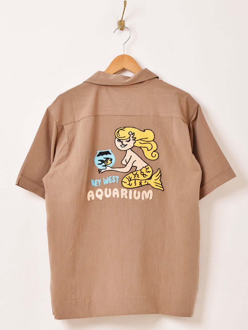 【2色展開】Backers 刺繍入り 半袖 オープンカラーシャツ 「AQUARIUM」