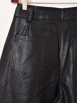 【2色展開】Meridian フェイクレザー ワイド ハーフパンツ
