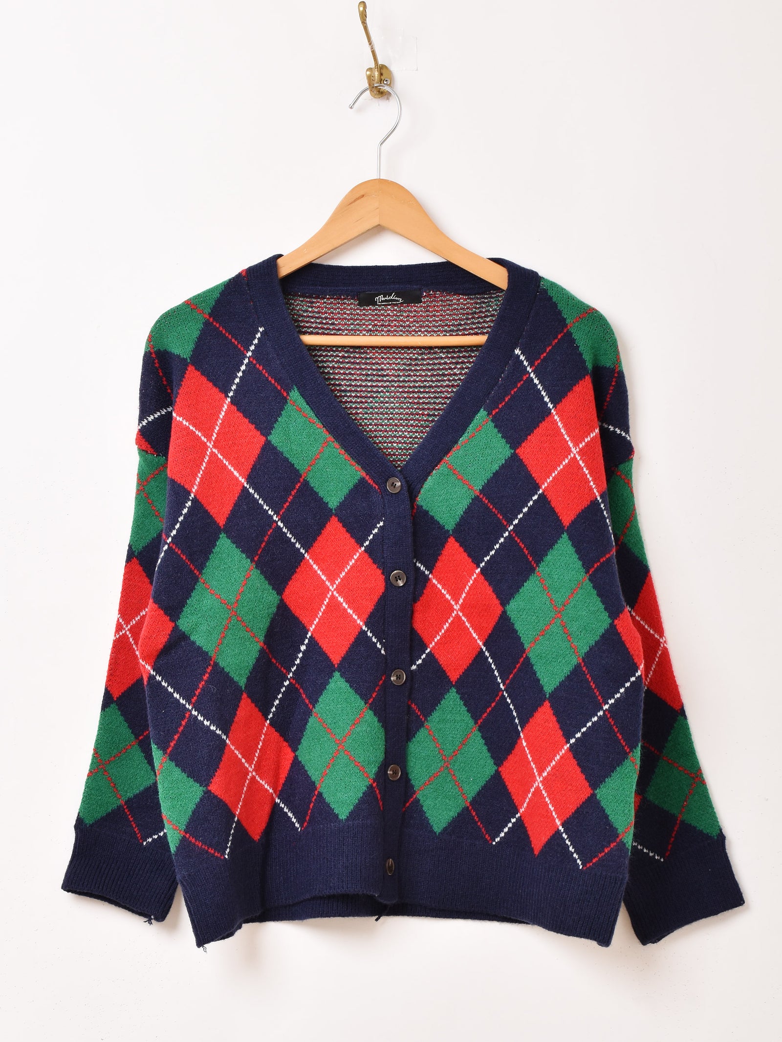 2色展開】Meridian アーガイル柄 カーディガン – 古着屋Top of the