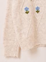 【2色展開】Elcamino フラワー刺繍 カーディガン