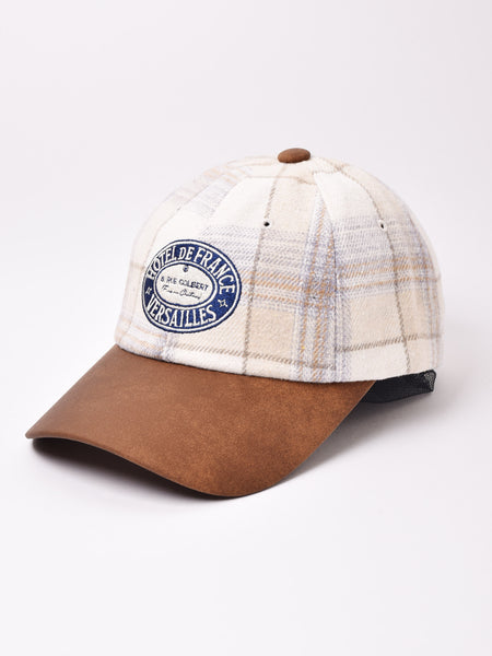 2色展開】チェック柄 刺繍入り キャップ 「HOTEL DE FRANCE」 – 古着屋