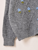 【2色展開】Elcamino フラワー刺繍 カーディガン