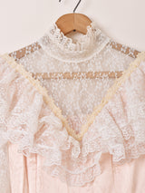 80's Made in USA ”GUNNE SAX” サテン レース ロングドレス