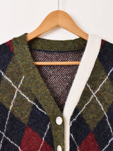 【2色展開】Meridian アーガイルチェック柄 カーディガン