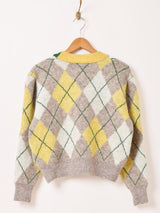 【2色展開】Meridian アーガイルチェック柄 カーディガン