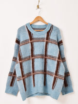 Meridian チェック柄 ビッグセーター