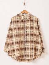 【2色展開】Elcamino チェック柄 フリンジ 長袖シャツ