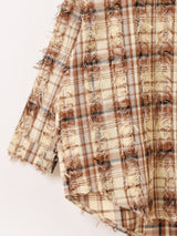 【2色展開】Elcamino チェック柄 フリンジ 長袖シャツ