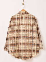 【2色展開】Elcamino チェック柄 フリンジ 長袖シャツ