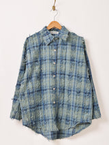 【2色展開】Elcamino チェック柄 フリンジ 長袖シャツ