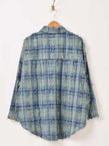 【2色展開】Elcamino チェック柄 フリンジ 長袖シャツ