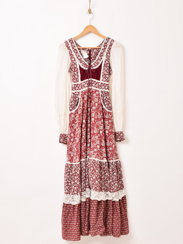 70’s ”GUNNE SAX” 花柄 長袖 ワンピース