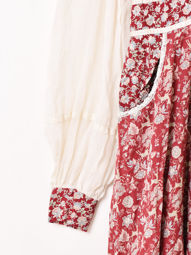 70’s ”GUNNE SAX” 花柄 長袖 ワンピース
