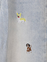 Elcamino 犬 刺繍 デニムパンツ