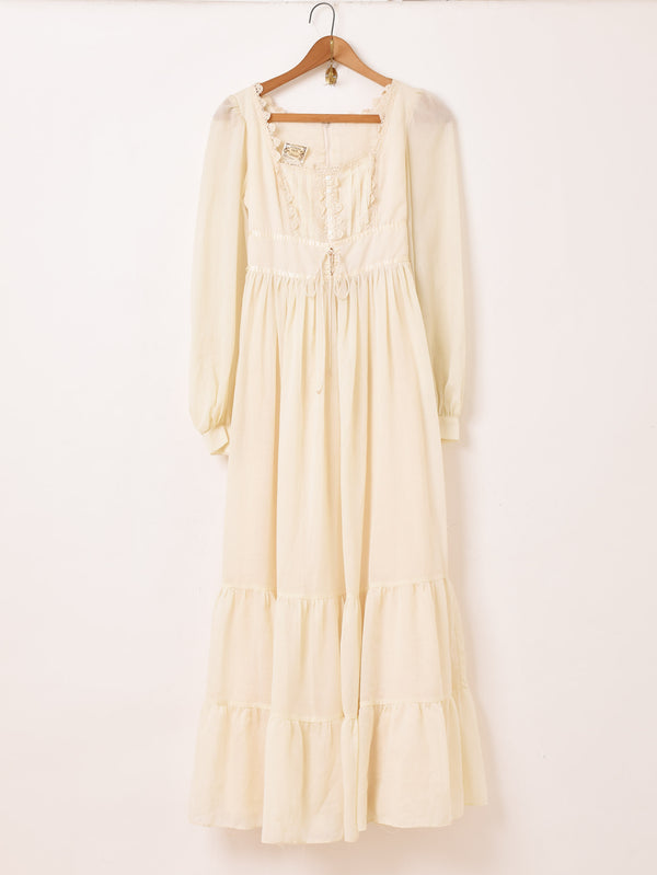 70's "GUNNE SAX" シフォン 長袖 ワンピース