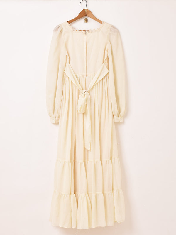 70's "GUNNE SAX" シフォン 長袖 ワンピース