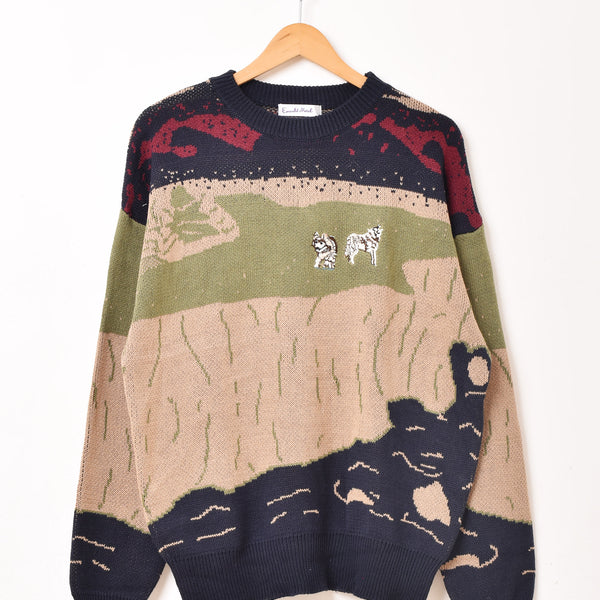 Emerald Motel 刺繍入り オオカミモチーフ セーター – 古着屋Top of