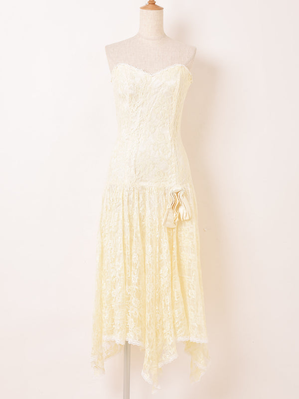 Made In USA 80's "GUNNE SAX" ベアトップ レースドレス