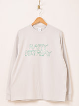 【2色展開】 プリント ロングスリーブTシャツ「HAPPY BIRTHDAY」