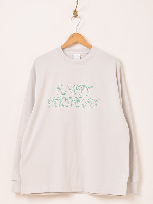 【2色展開】 プリント ロングスリーブTシャツ「HAPPY BIRTHDAY」