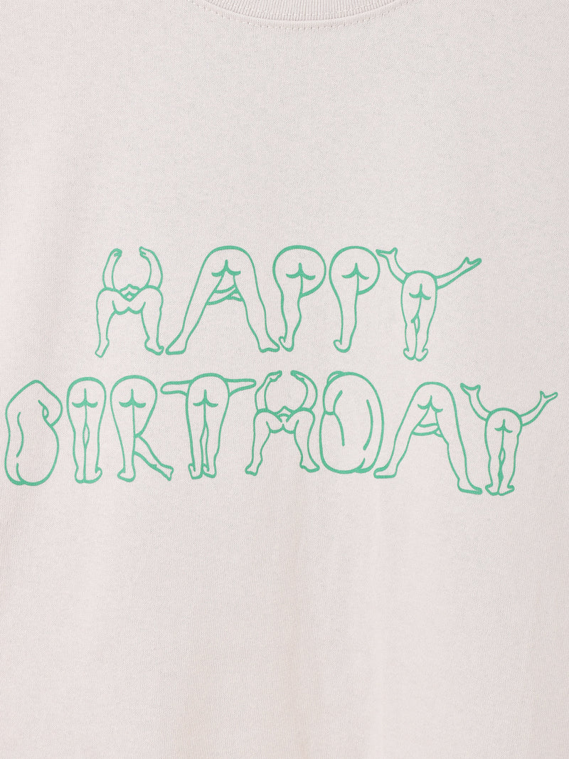 【2色展開】 プリント ロングスリーブTシャツ「HAPPY BIRTHDAY」