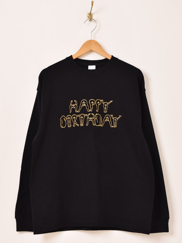 【2色展開】 プリント ロングスリーブTシャツ「HAPPY BIRTHDAY」