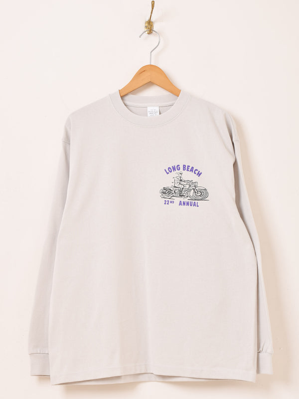 【2色展開】 プリント ロングスリーブTシャツ「LONG BEACH」