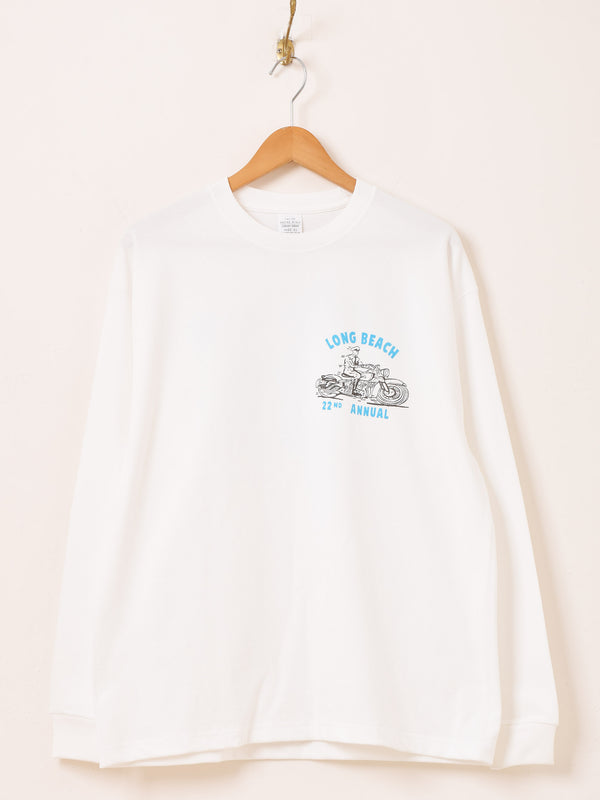 【2色展開】 プリント ロングスリーブTシャツ「LONG BEACH」