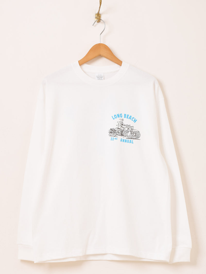 【2色展開】 プリント ロングスリーブTシャツ「LONG BEACH」