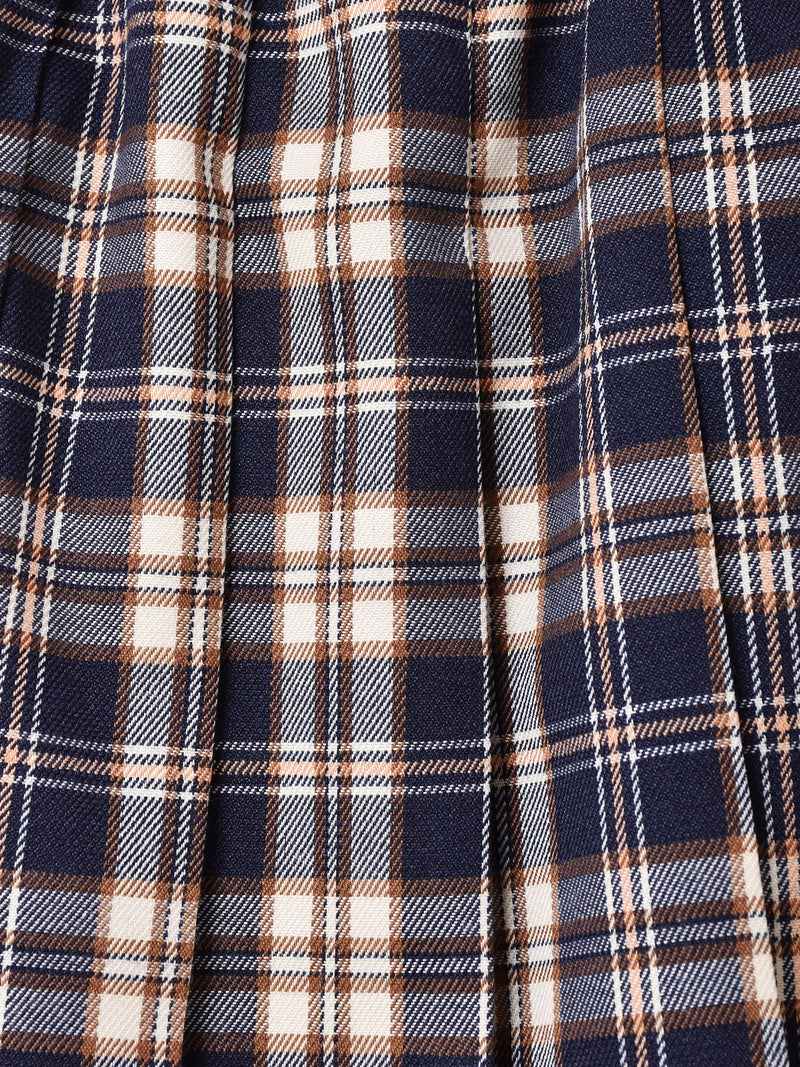 【3色展開】Meridian チェック柄 レイヤード スカートパンツ