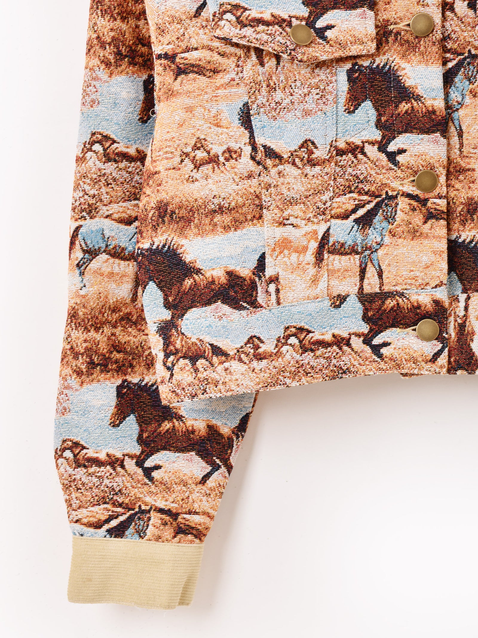 2色展開】Meridian アニマル ゴブラン織り ショートジャケット 馬柄