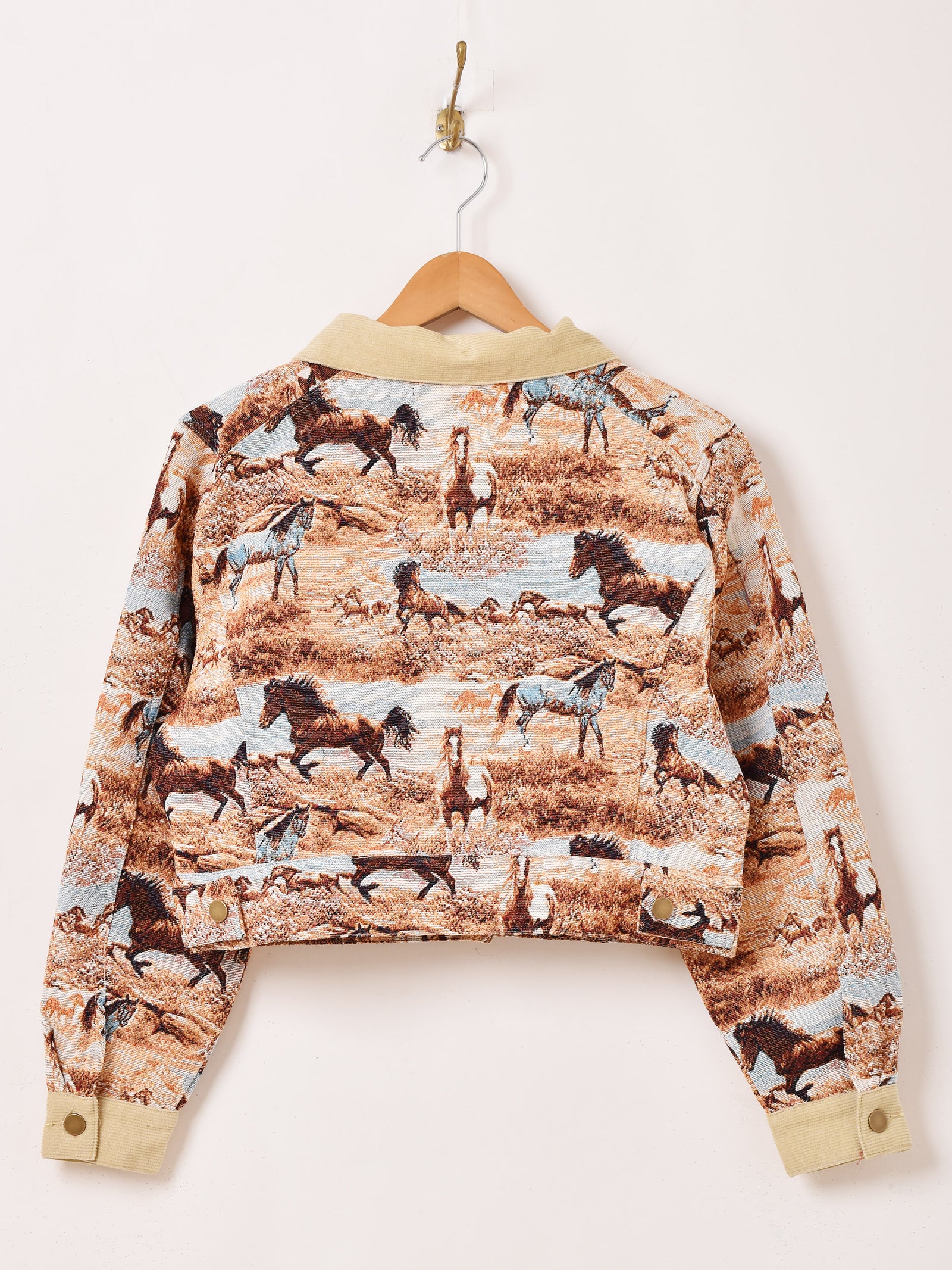 2色展開】Meridian アニマル ゴブラン織り ショートジャケット 馬柄